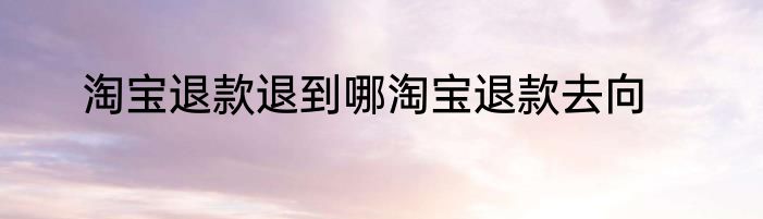 淘宝退款退到哪淘宝退款去向