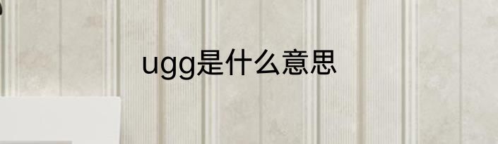 ugg是什么意思