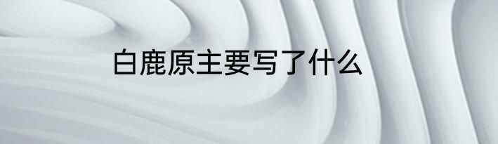 白鹿原主要写了什么