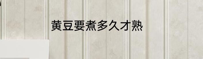 黄豆要煮多久才熟