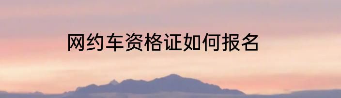 网约车资格证如何报名
