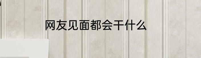 网友见面都会干什么