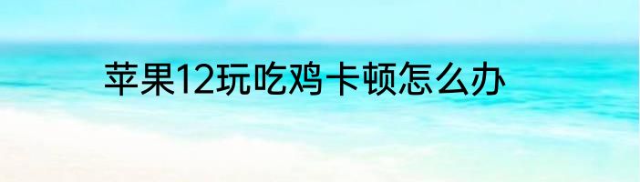 苹果12玩吃鸡卡顿怎么办