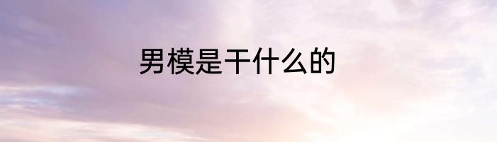 男模是干什么的