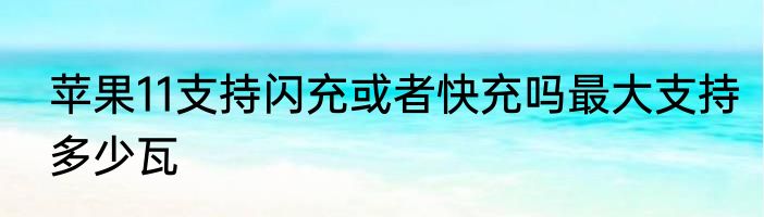 苹果11支持闪充或者快充吗最大支持多少瓦