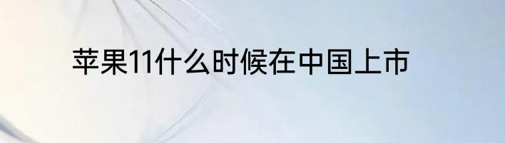 苹果11什么时候在中国上市