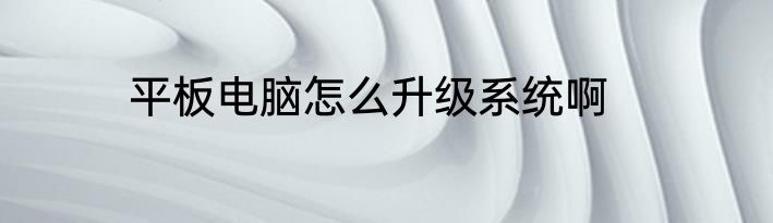 平板电脑怎么升级系统啊