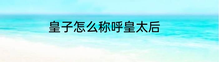 皇子怎么称呼皇太后