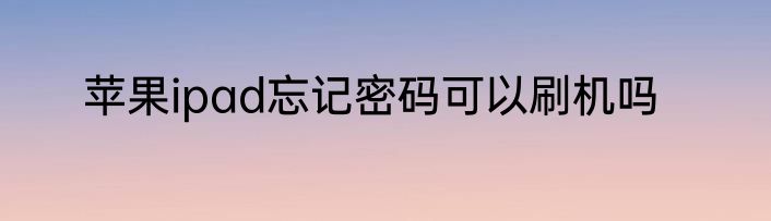 苹果ipad忘记密码可以刷机吗