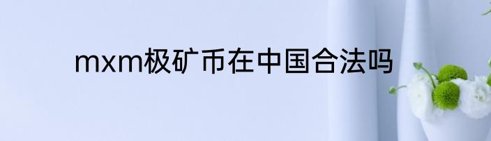 mxm极矿币在中国合法吗