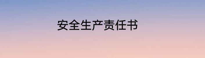 安全生产责任书
