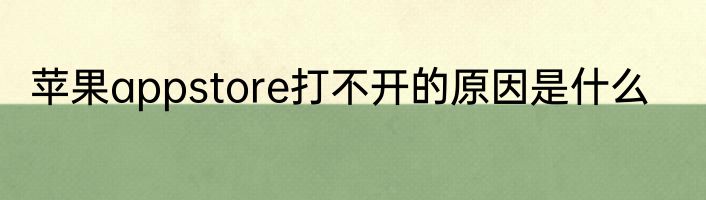 苹果appstore打不开的原因是什么