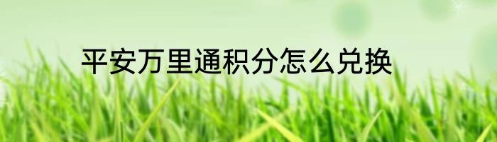 平安万里通积分怎么兑换