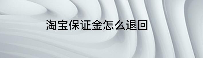 淘宝保证金怎么退回