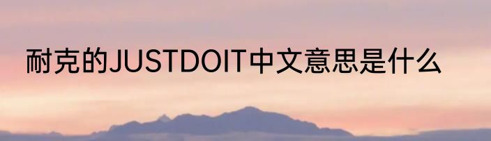 耐克的JUSTDOIT中文意思是什么