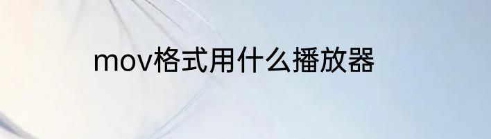 mov格式用什么播放器