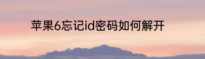 苹果6忘记id密码如何解开