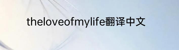 theloveofmylife翻译中文