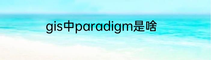gis中paradigm是啥