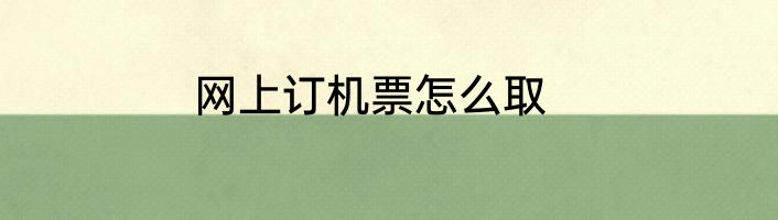 网上订机票怎么取