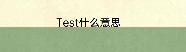Test什么意思
