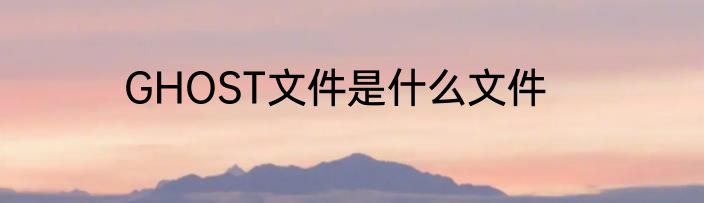 GHOST文件是什么文件