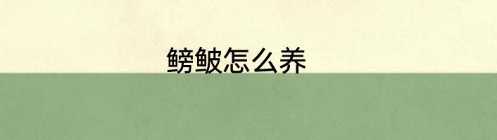 鳑鲏怎么养
