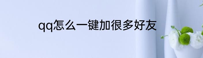 qq怎么一键加很多好友