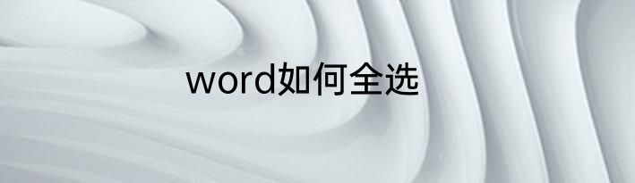 word如何全选