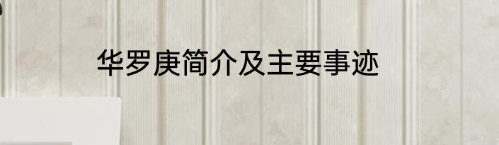 华罗庚简介及主要事迹
