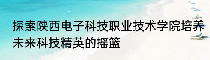 探索陕西电子科技职业技术学院培养未来科技精英的摇篮