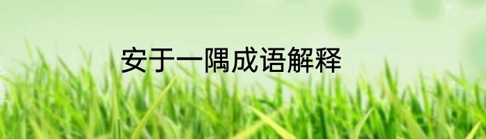 安于一隅成语解释