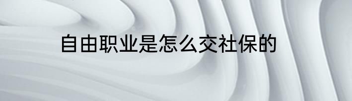 自由职业是怎么交社保的