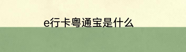 e行卡粤通宝是什么