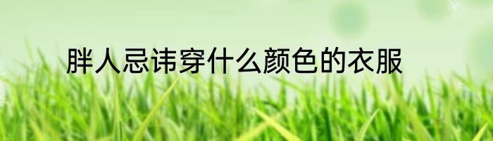 胖人忌讳穿什么颜色的衣服