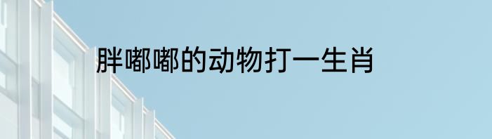 胖嘟嘟的动物打一生肖