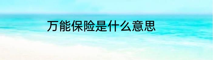 万能保险是什么意思