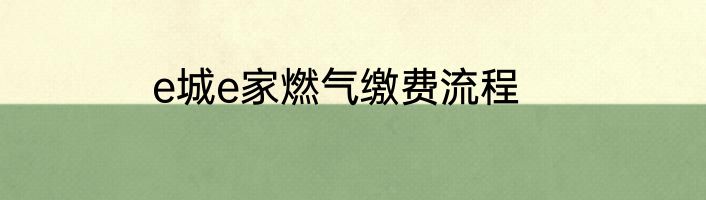e城e家燃气缴费流程