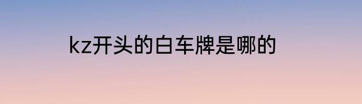 kz开头的白车牌是哪的