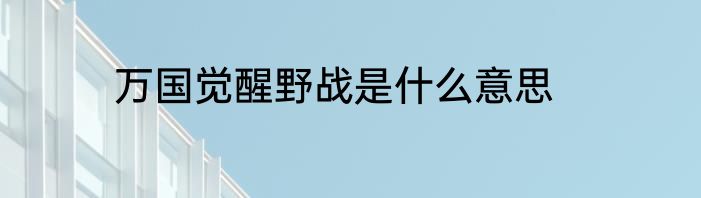 万国觉醒野战是什么意思