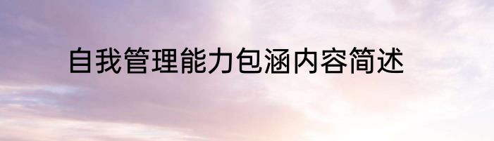 自我管理能力包涵内容简述