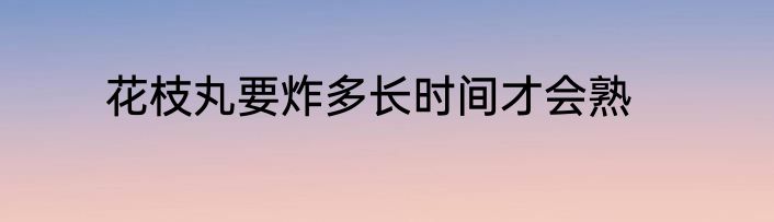 花枝丸要炸多长时间才会熟