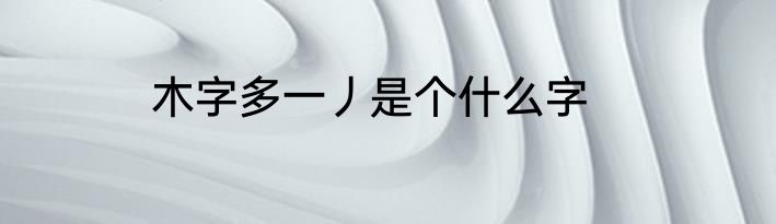 木字多一丿是个什么字