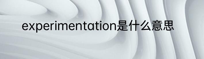 experimentation是什么意思