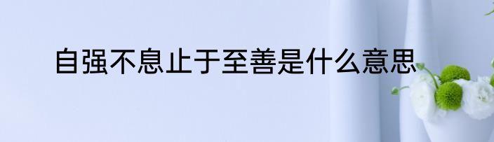 自强不息止于至善是什么意思