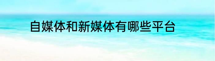 自媒体和新媒体有哪些平台