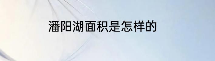 潘阳湖面积是怎样的