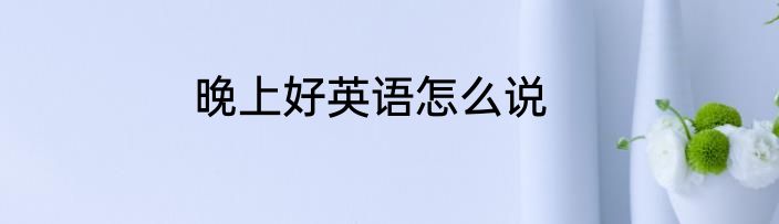 晚上好英语怎么说