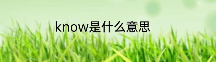 know是什么意思