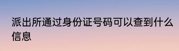 派出所通过身份证号码可以查到什么信息